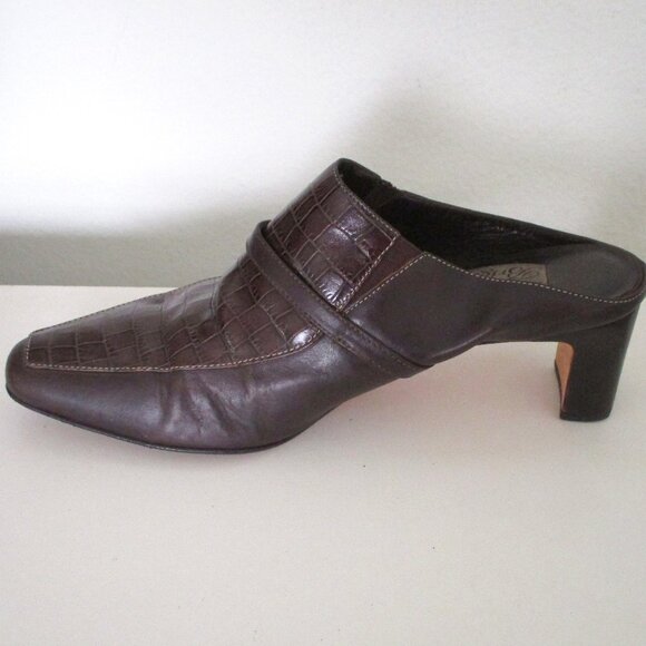 Brighton "Tiana" Womens Brown Croco Leather Slide w/2.5" Heel - Size 8.5M - Picture 7 of 11